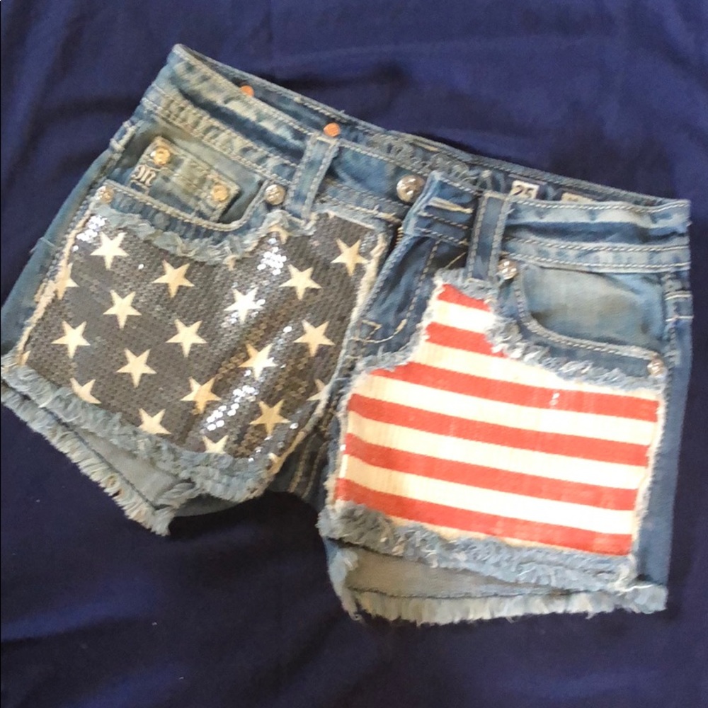 Miss Me American Flag Sequin Shorts Size 25